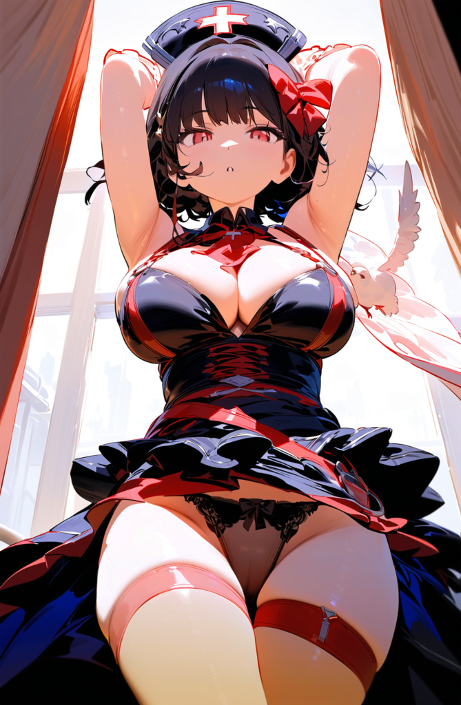 下着丸見えブラックナース