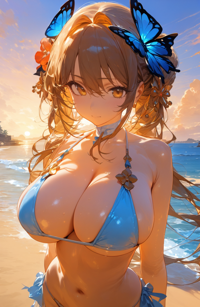 爆乳水色ビキニの女の子